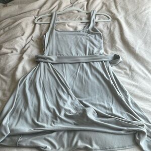 Aritzia Wilfred Saturn mini grey wrap dress